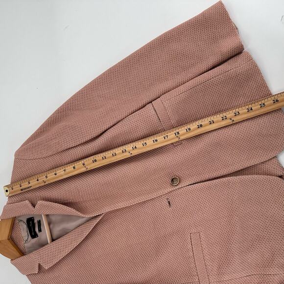 Massimo Dutti Dusty Pink Blazer Textured Woven One Button Size 8 US - Picture 4 of 11